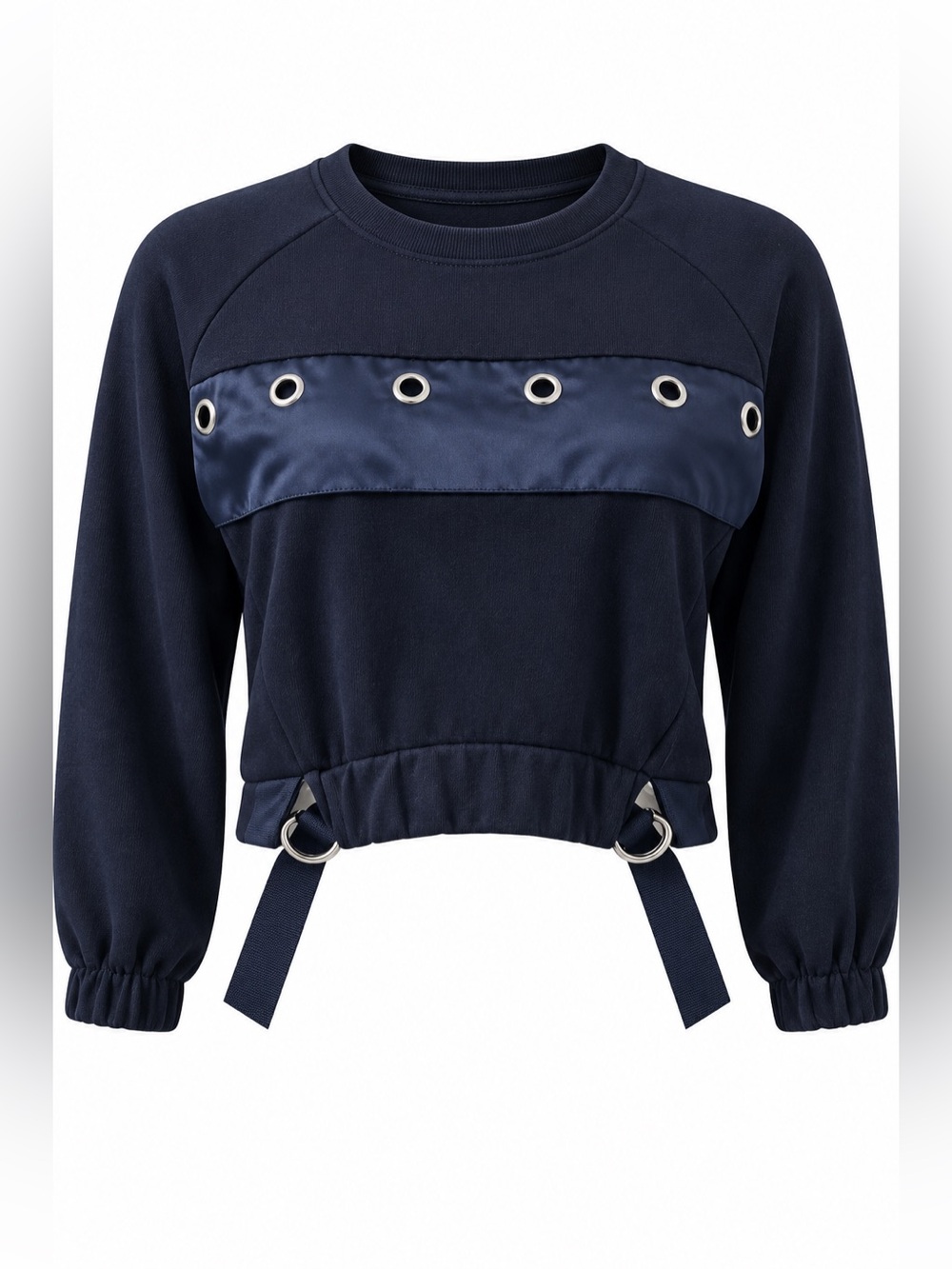 Unbranded Black Cropped Sweatshirt Eyelet Strap Detail XXS